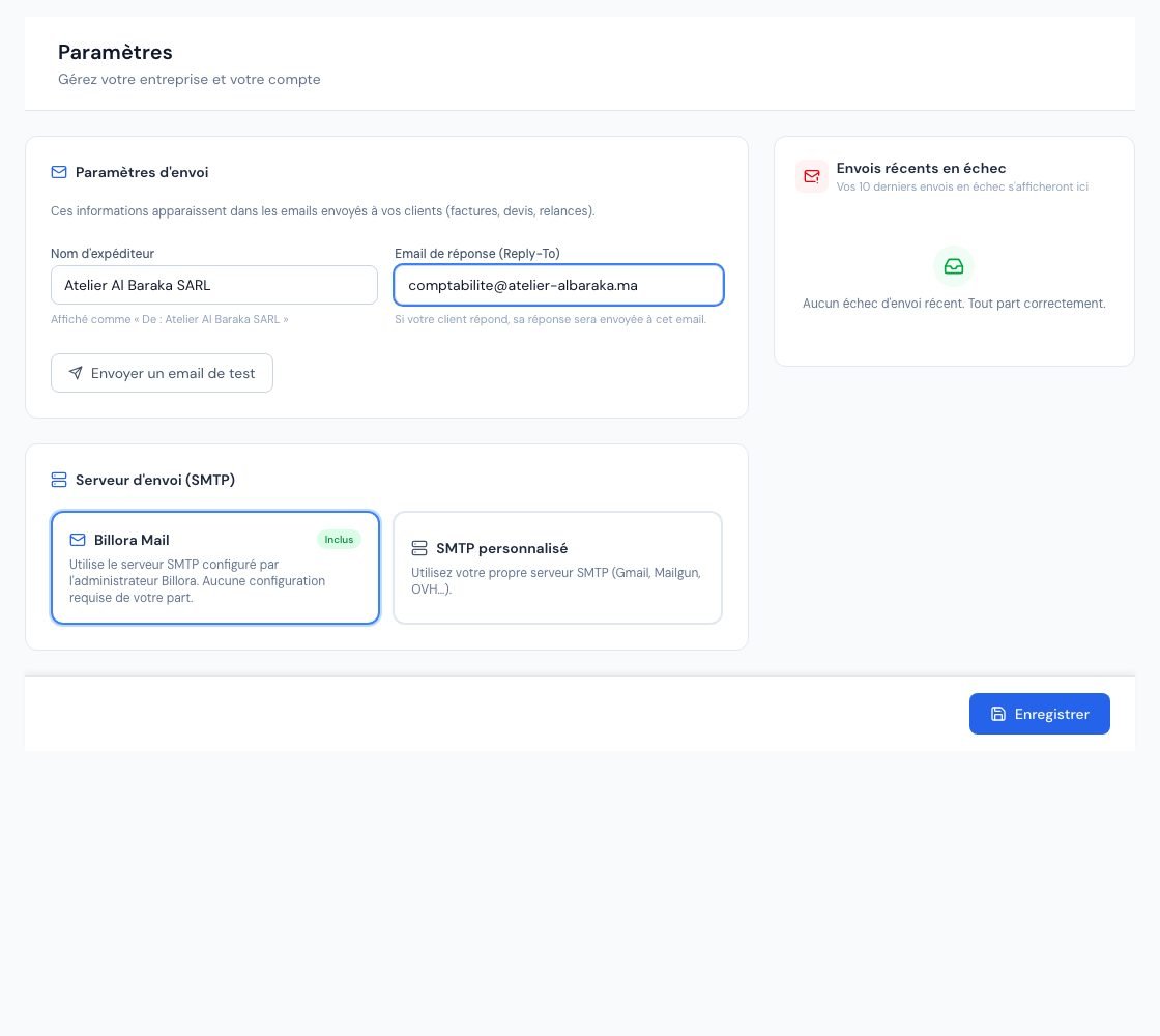 The email sending page with the sender and the choice of sending server